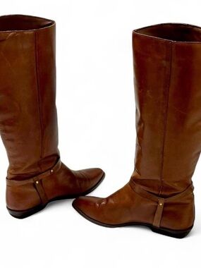 Classic Brown Leather Knee-High Riding Boots